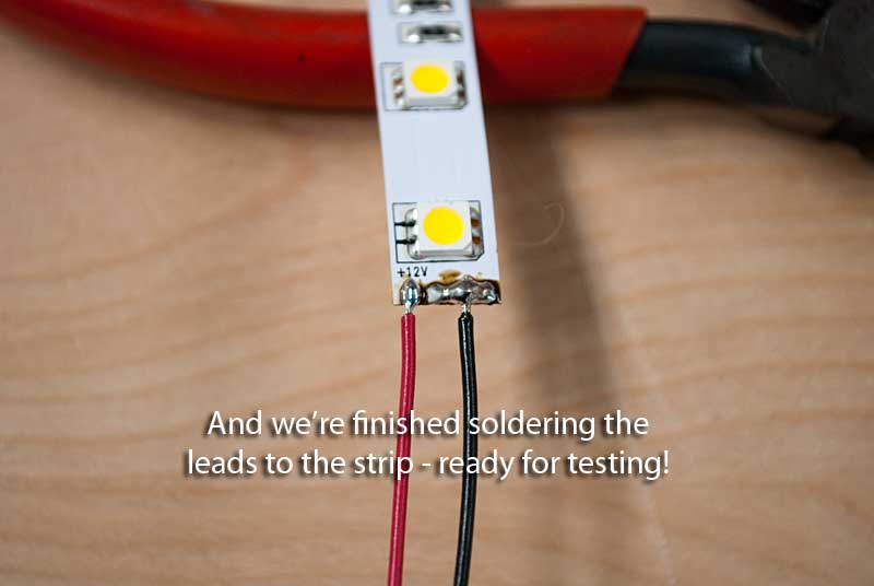 And now we solder the red lead