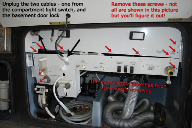 Dissassembly of the plumbing bay