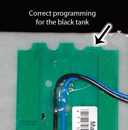 Programming the black tank sensor strip