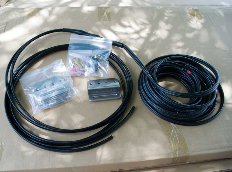 Cable, connectors, breakers, brackets