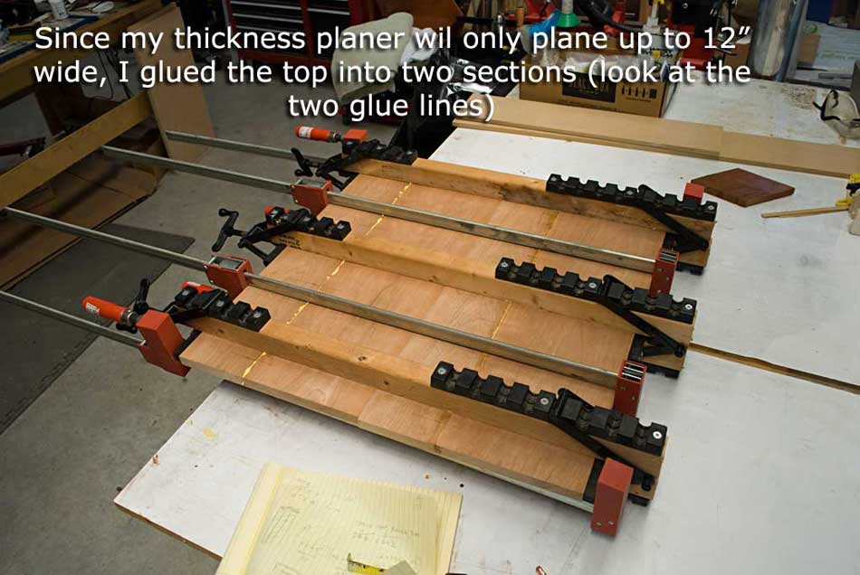 Gluing up the table